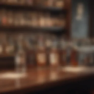 Elegance in Bar Design A well-organized bar with various liquor bottles displayed elegantly.