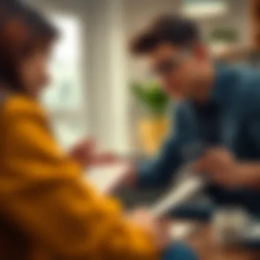 Parental Guidance in Credit Choices A teenager reviewing credit card options with a parent