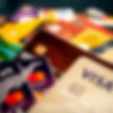 A close-up view of various credit cards showcasing their designs.