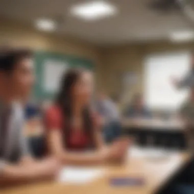 Engaged Students in Classroom Classroom setting with engaged students discussing