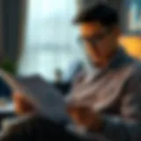 Self-employed individual reviewing health insurance documents