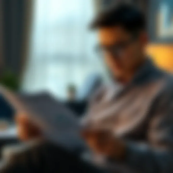 Self-employed individual reviewing health insurance documents