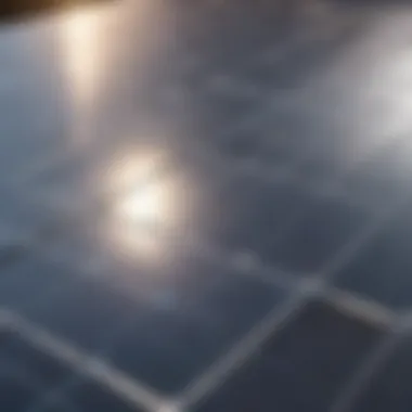 High-Efficiency Solar Panel High-efficiency solar panel with sunlight reflecting off its surface