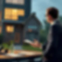 An illustration of a real estate agent negotiating a deal on a bank-owned property