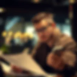 A thoughtful entrepreneur reviewing financial documents