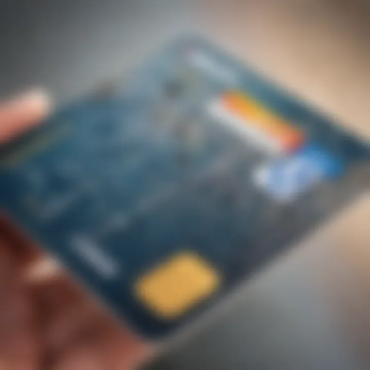 Close-up of a credit card with travel-related icons