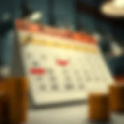 Calendar marking tax return deadlines