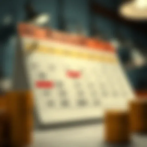 Calendar marking tax return deadlines