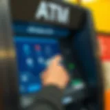 A modern ATM interface displaying various banking options